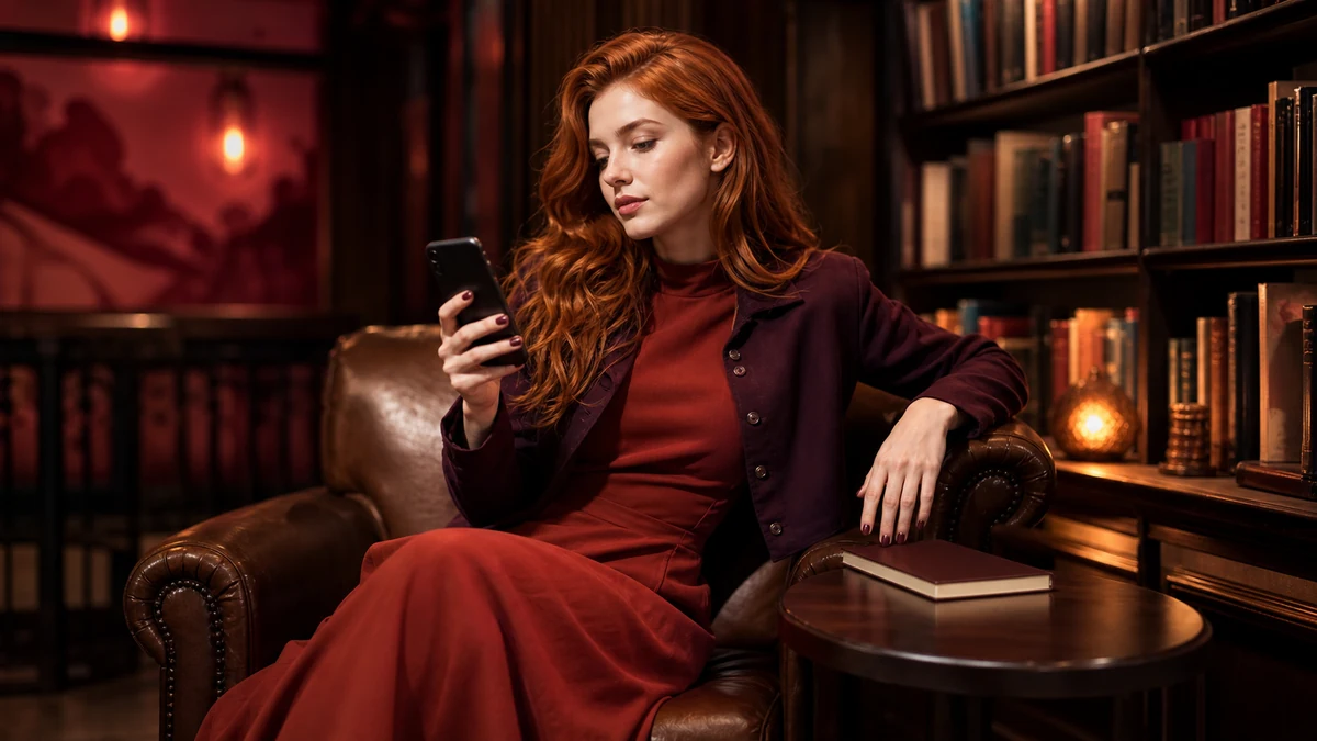 Adult immersed in a long-form AI companion story